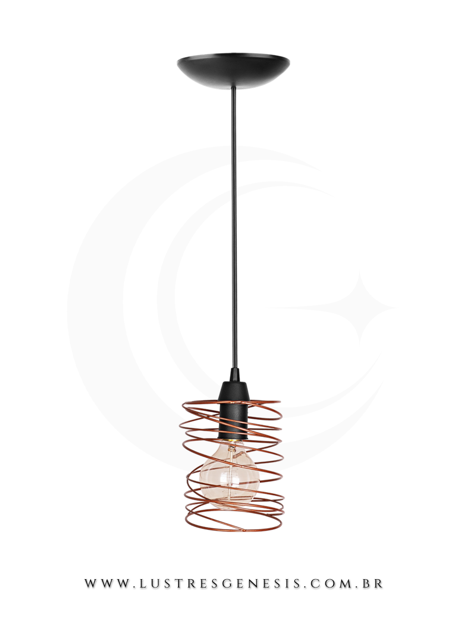 Luminária Pendente Industrial Aramado Cobre Modelo Mola Espiral para Bancada Cozinha área Gourmet Lavabo Sala